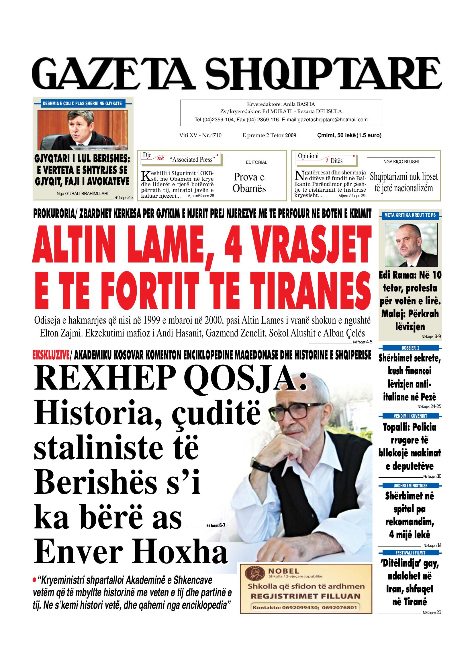 Gazeta Shqiptare 2009-10-02